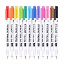 12 色微米图形伸缩笔 - 超细 0.5 毫米/0.197 英寸笔尖，防水，快干墨水，易于抓握 - 适合学生和艺术家 - 復古色針管筆 - 查看 10