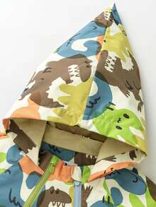 mini bala Boys Soft Faux Leather Hoodie Windproof Soft Cozy Stylish Outdoor Top - Flower Green Tone - View 6