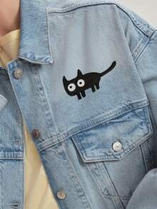 1pc Cute And Funny Big Eyed Black Cat Embroidered Patches, Cat Patches, Cat Lover Patches, Animal Patches, Iron-On, Suitable For Jackets, Backpacks, Hats, Party Decorations, Holiday Decorations, Creative Gift Patches - Multicolor - View 4