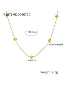TONSI 1 set/pièce Ensemble de bijoux vintage minimaliste à la mode style Y2K, plaqué or 18 carats en acier inoxydable avec fleur de trèfle incrusté. Bracelet, collier, boucles d'oreilles. Convient pour le trajet quotidien, les sorties, les vacances d'été pour les femmes. - Doré - Voir 5