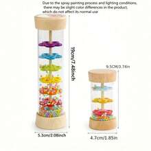 1pc Wooden Rainstick Montessori Baby Toy, Infant Rattle Sensory Development Toy, Toddler Children Music Instrument Toy - Multicolor - View 4