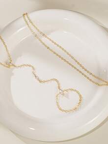 2pcs Elegant Sparkling Cubic Zirconia Multi-Layer Stacked Finger Ring Bracelet Set, Suitable For Women's Daily Wear, Nightclub Party, Gathering - Yellow Gold - View 4