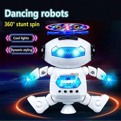 1pc Kids Dancing Robot Toy, Intelligent Rotating Space Boy Toy With 360° Rotation, Lights, Birthday Gift For Children