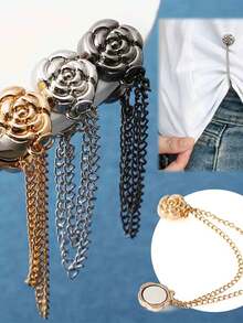 Set de 3 acortadores de manga de camiseta con flor de camelia, fijador de dobladillo ajustable con hebilla