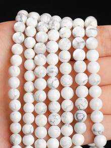 15 Inch 4/6/8/10/12mm Natural Stone Round Beads, Turquoise/White Turquoise/Blue Turquoise, Protective Energy/Prosperity/Chakra Healing Stones, For DIY Jewelry Making/Bracelets/Necklaces And Craft Accessories