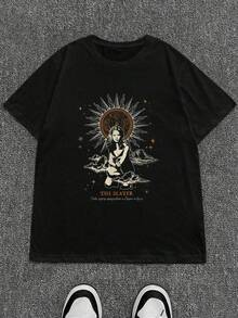 Buffy The Vampire Slayer Vintage Tarot The Slayer Tv Show T-Shirt Cotton T Shirt Men Crew Neck Short Sleeve Casual T-Shirt - 黑色 - 查看 1