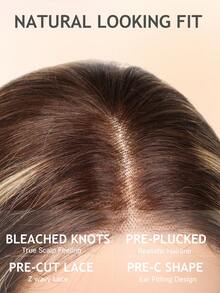 Parrucca frontale in pizzo 4/27, senza adesivo, 6 x 4 ciocche, parrucca frontale in pizzo sfumato, senza adesivo, parrucca in veri capelli pre-sfoltita, 4/27 ciocche, biondo miele, pizzo trasparente, parrucca frontale 6 x 4, traspirante e naturale, adatta alla maggior parte delle donne e tonalità di pelle, densità dei capelli veri 180, colore dei capelli veri, colore naturale e bello, Ognissanti Carnevale, 20,3 - 40,6 cm