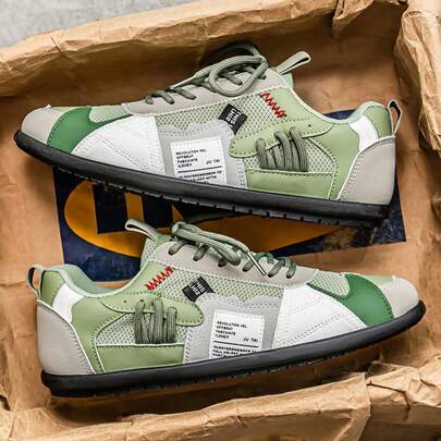 [Mărime S 1 mărime] Pantofi sport casual respirabili pentru bărbați - Pantofi antiderapanți, confortabili, cu șireturi, material durabil și design elegant în contrast, potriviți pentru activități în aer liber, jogging, mers pe jos și călătorii, cadou de Crăciun, cadou de ziua de naștere