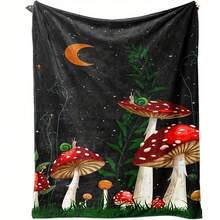 1PC 280gsm Fall Blanket1pc Mushroom Snail Flannel Blanket - Soft Lightweight All-Season Couch Throw With Red & White Mushroom, Living Room, Camping, Office, Bed - Washable Cozy Home Decor, Camping Essential, Whimsical Design, Durable Comfort - Nhiều màu - Xem 2