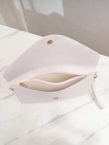 Women's New Fashion Gold Embossed PU Minimalist Clutch Bag, Envelope Wallet, Suitable For Ladies, Girls, Evening, Party, Shopping, Daily Commute, Travel And Other Occasions - White - View 7