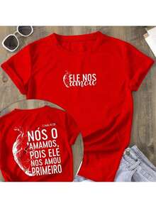 Women's T-Shirt He Loved Us First Christian Fashion T-Shirt Premium Mesh 100% Cotton 30.1 Premium Gospel Fashion Line - 灰色 - 查看 7