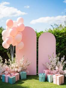 Arche de fond, 1,5 m, 1,8 m, 2 m, 2,2 m Housse d'arche de mariage à 2 côtés en tissu élastique. Tissu d'arche de dôme pour décoration de stand de mariage - Rose (support non inclus, seul le tissu de fond)