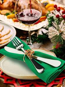 6-12pcs/Set Mixed Christmas Letter, Deer, Candy Cane, Wreath, Bell, Christmas Tree Napkin Rings, Holiday Tabletop Decorations