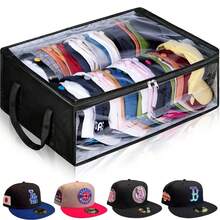 Hat Storage Dust Bag Baseball Hat Cap Organizer Clear Rack Zipper Cap Holder - Black - View 7