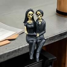 Halloween Couple Skeleton Figurines Spooky Halloween Skeleton Decor For Desktop Home Holiday