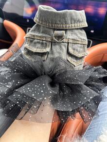 1 bộ quần áo cho thú cưng, trang phục cho chó/mèo nhỏ, váy lưới bầu trời đầy sao dễ thương và thời trang cho chó con/mèo con - Nhiều màu - Xem 13