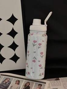 600ml、800ml、1000ml三件套粉色郁金香心形不锈钢保温水杯双层真空热饮杯，冷热皆宜，非常适合送礼，适合送给家人朋友的圣诞礼物，给女朋友的惊喜 - 彩色 - 查看 4