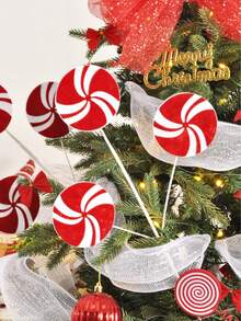 Błyszczące, świąteczne ozdoby w kształcie bałwana i renifera – materiałowe łodygi choinkowe z klipsami, nie wymagają prądu, czerwono-biały wzór w paski z laską cukrową, idealny na czubek choinki do użytku wewnątrz i na zewnątrz oraz jako świąteczna dekoracja domu
