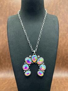 时尚优雅的西部牛仔风格仿珍珠 CCB 串珠链/铁链、花朵吊坠项链、耳环，百搭短款，适合休闲装，四季珠宝，适合女士和女孩搭配日常服装、派对配饰，送给家人/朋友/自己的珠宝礼物 - 西部牛仔風格 - 查看 13