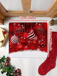 1/2 pièces Paillasson de Noël joyeux - Tapis de sol conçu avec flocons de neige et cloche rouge, en polyester lavable en machine, convient pour une utilisation intérieure/extérieure, parfait pour les entrées, les chambres à coucher et la décoration de la maison