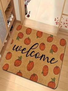 1pc Best-Selling Cute Real Pumpkin Welcome Doormat/Floor Rug - 900GSM Soft Velvet, Machine Washable Durable Stain-Resistant Quick-Drying, Suitable For Indoor/Outdoor Decor, Bedroom, Kitchen, Photo Props, Holiday Gifts, All Season