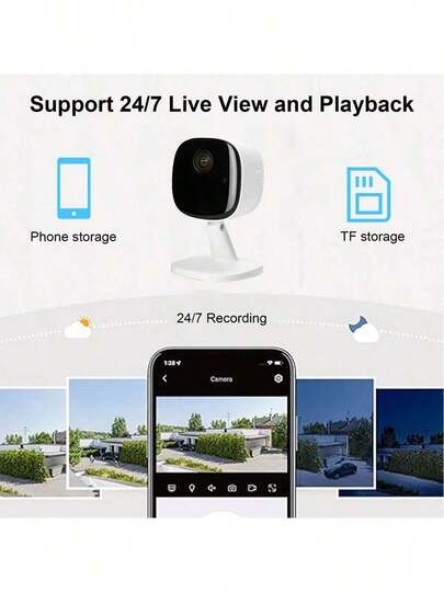 High Definition WiFi Slimme Home Security Camera Voice Intercom, Night Vision, Motion Alarm APP Viewing USB Power Indoor/Outdoor Monitoring System, System Stylish Wit Small view 6