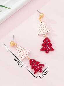 1 Pair Christmas Colorful Christmas Tree Enamel Faux Soft Pottery Design Women Fashion Jewelry Earrings, Perfect Gift For Holiday Parties - Multicolor - View 4