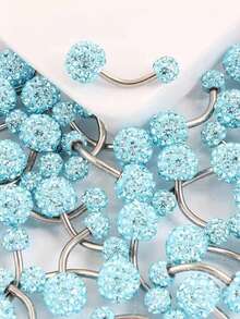 8 قطع من مجموعة مجوهرات الحلقات المرصعة بالراين للسرة للنساء، تصميم بسيط