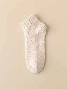 1/4 Pair Women's Thick Coral Fleece Socks With Silicone Anti,Slip Sole, Warm Indoor Home Floor Socks For Winter, Cozy Socks - Multicolor - View 13