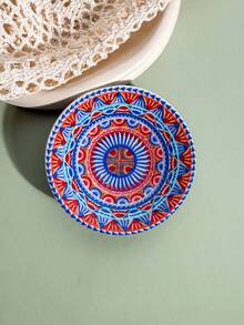 1pc Vintage Bohemian Symmetrical Floral Pattern Embossed Gold Foil Ceramic-Look Refrigerator Magnet, Home Decor, Photo Memo Board, Storage, Birthday Gift