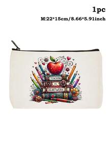 Lehrergescenke, "Beste Lehrerin aller Zeiten" Make-up Tasche - Kosmetiktasche für Frauen, Reiseaccessoires & Schultasche, leichte Reißverschlusstasche für Make-up Aufbewahrung, Federmäppchen, weiße Tasche Organizer, Geschenktasche für den Schulanfang, Lehrertags Geschenkideen