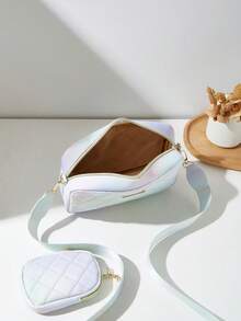 1个女孩迷你波浪纹压花字母收纳包，手机钱包零钱包 - 綠色 - 查看 6