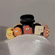 1pc Cute & Fun Cookie Biscuit Design Hair Clip, Large Size Elegant Hair Claw Hairpin Headpiece Fall Hair Accessories Autumn Claw Clips Fashion Hair Clutch Clips For Hair Winter For Vacation Outfits Woman