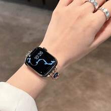 1 pieza Lujoso y elegante anillo decorativo de cuerda elástica con diamantes de cristal de colores, compatible con bandas de 49mm, 46mm, 45mm, 44mm, 42mm, 41mm, 40mm, 38mm, adecuado para la Serie Ultra SE 10/9/8/7/6/5/4/2/2/1, apto para uso diario - Dorado - Ver 3