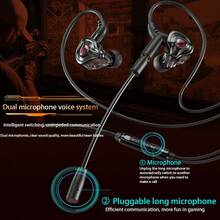 VAORLO E-Sports Gaming Headset 360° Surround Sound Hifi Stereo Wired Headphones 3.5mm/Type-C Input/USB Port/3.5mm Dual Jack/In-Ear Dual Microphone Gaming Headset Game Low Latency Earbuds Compatible With Laptops/Desktops/Mobile Phones/Tablets