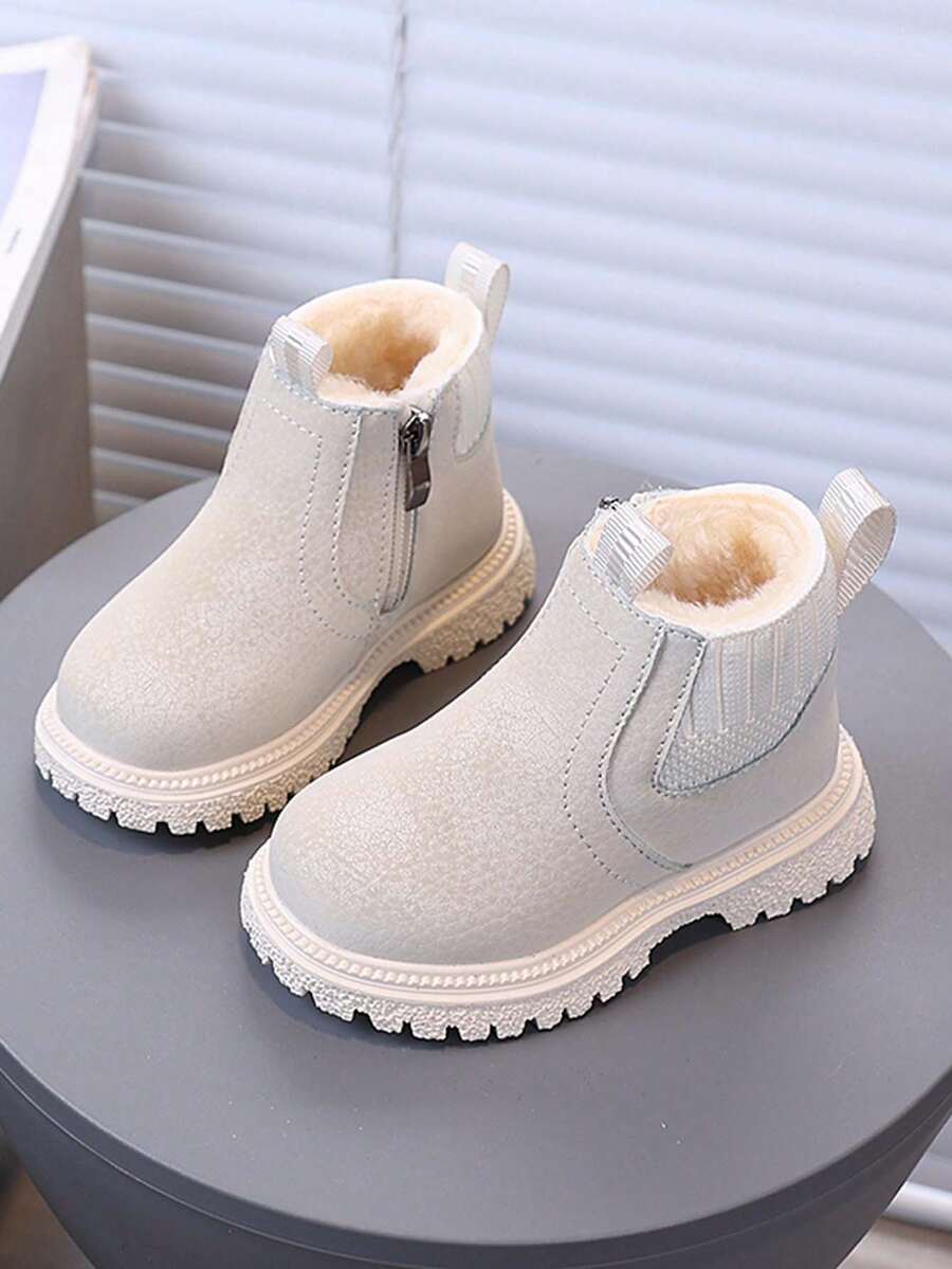 1双女童冬季新款软底时尚百搭户外防滑保暖靴 - 米色 - 查看 1