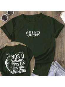 Women's T-Shirt He Loved Us First Christian Fashion T-Shirt Premium Mesh 100% Cotton 30.1 Premium Gospel Fashion Line - 灰色 - 查看 8