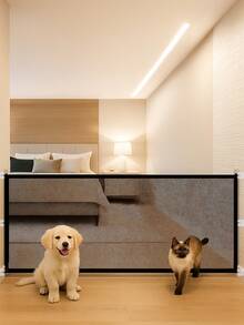 1pc, Pet Polyester Small Gate, Pet Fence, Protect Baby And Family Protection Pet Containment Netting, No-Drill Pet Barrier, Dog Obstacle Protection Fence, Adjustable Portable Foldable Easy Install, Stair Barrier For Pets, Versatile And Space, Multiple Sizes (110 * 72cm&180 * 72cm)