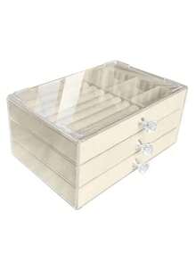 1pc 5-Tier Acrylic Jewelry Box, Velvet Jewelry Box, Drawer Style Jewelry Storage Box, Flannel Jewelry Box, Multi-Layer Jewelry Display Case, Suitable For Earrings, Rings, Bracelets, Necklaces, Ideal For Home Jewelry Organization And A Great Gift For Women And Girls, Summer Storage And Back-To-School Essential - Multicolor - View 10