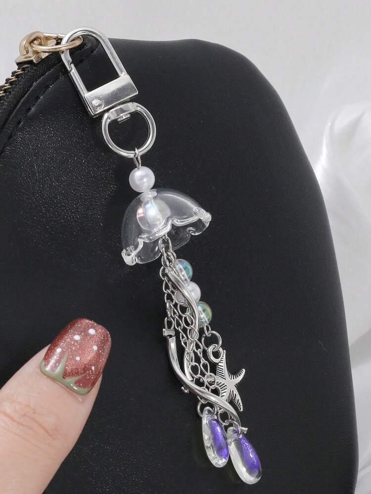 Breloc meduză 1 buc - Pandantiv semitransparent multicolor cu picătură de apă arcuită, breloc la modă lucrat manual pentru geantă, chei, rucsac, căști și alte accesorii decorative, potrivit pentru purtare zilnică și sărbători - Cadou pentru prieteni și familie - Multicolor - Vizualizare 16