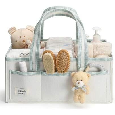1 pièce Organisateur de langer avec poignée, panier cadeau de naissance, articles essentiels pour la liste de naissance, organisateur de rangement pour la chambre de bébé fille ou garçon, accessoires de sac de bébé, panier à langer pour voiture