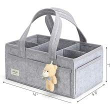 1pc Diaper Caddy Organizer With Handle, Baby Shower Gifts Basket Bag, Registry Search Must Haves Items, Newborn Girl Boy Nursery Storage Organizer, Baby Bag Essentials, Car Diaper Caddy Cart - Xám - Xem 2