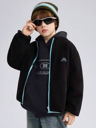  ASK JUNIOR Tween Girls Anti-Static Heat Retaining Stand Collar Fleece Warm Jacket, Suitable For Boys And Girls, Children, Autumn