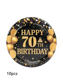 10pcs/20pcs/50pcs 70th Birthday Party Paper Plates 7inch Black And Golden 70 Years Old Birthday Dessert Party Plates 9 Inch Dinner Plates Party Decorations For Men Woman 70th Happy Birthday Wedding Party Supplies - 70th Black Gold Birthday - View 10