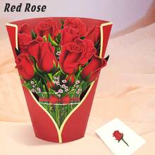 Aimall 1 Pack Paper Flower Pop Up Cards, Flower Bouquet Card Popup 3D Greeting Cards For Mother's Day, Graduation, Anniversary, Birthday, Congratulations, Get Well, Home Decor, With Envelope And Note