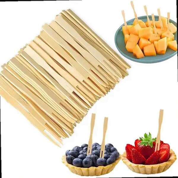 200 قطعة من أعواد الفاكهة الصغيرة الطبيعية من البامبو - شوك استخدام لمرة واحدة قابلة للتخلص منها، تصميم رأس مدبب، قوية ومخططة مناسبة للحلويات والجبن والمقبلات والفواكه والحفلات والنزهات والحفلات الزفاف - مناسبة للبالغين، أدوات مائدة أنيقة، ضروريات النزهات، لوازم الحفلات الزفاف، تقديم أنيق، أدوات المطبخ، أطباق المقبلات، المشترين، التموين