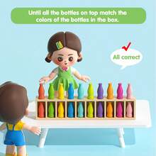 10 pares de botellas - Juguete de clasificación de colores de madera Montessori para niños - Juego de lógica para volver a la escuela, regalo de emparejamiento para niños pequeños