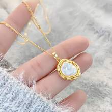 1 Piece/French Retro Metal Pearl Necklace, Simple High-End Temperament Clavicle Necklace - Vàng - Xem 8
