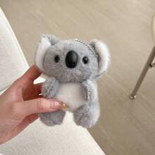 可爱3D考拉毛绒耳机保护套，适用于 1/2、Pro、3、Pro 2，时尚耳机保护套 - 灰色 - 查看 3