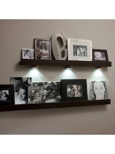 Wireless LED Round Push Lights, Battery Rechargeable, Adhesive Back, Portable Easy Installation, Hallway, Bathroom, Bedroom, Kitchen, Cabinet, Stairs Home view 6